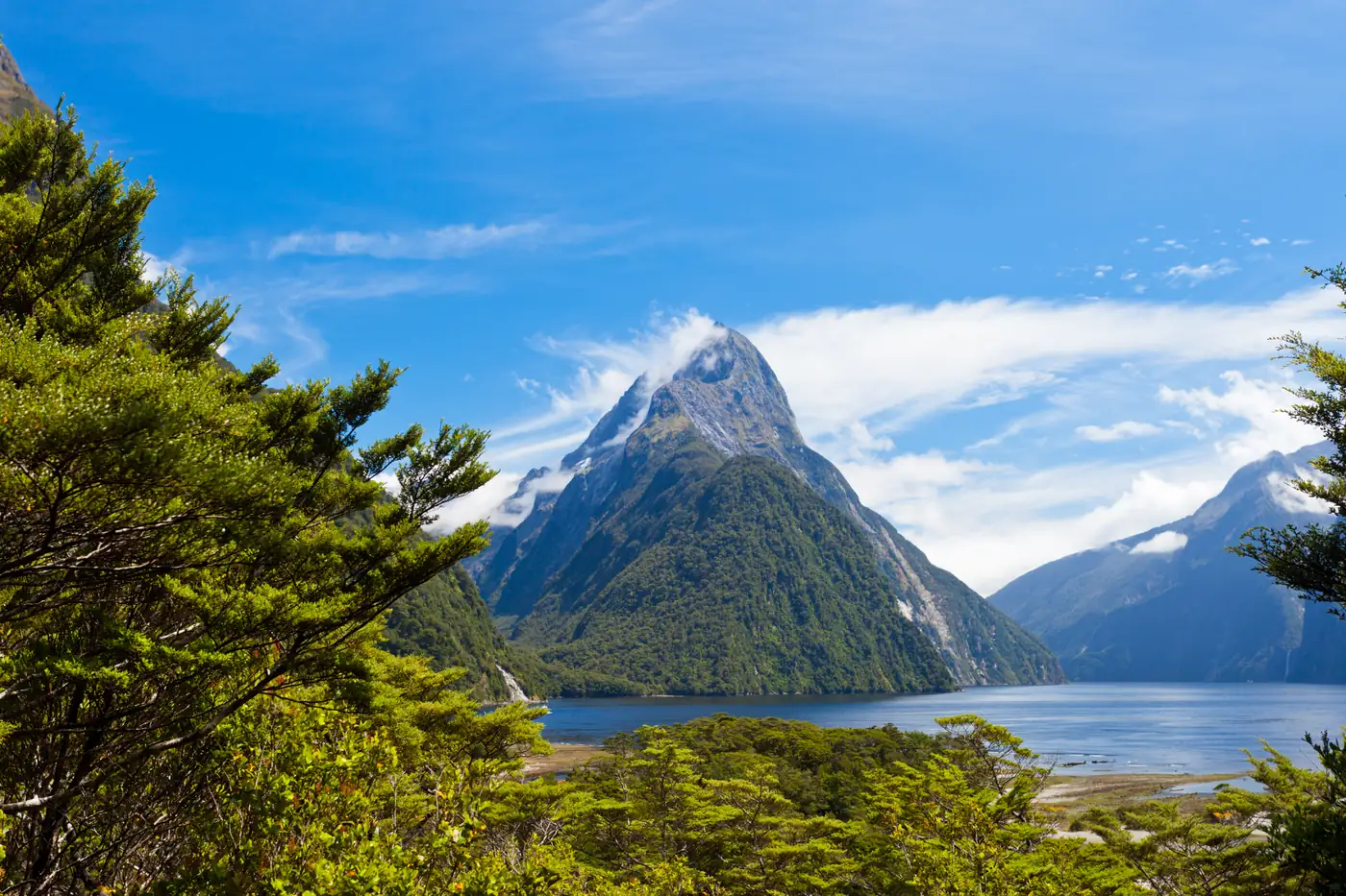 Mitre Peak above Milford Sound in Fiordland National Park