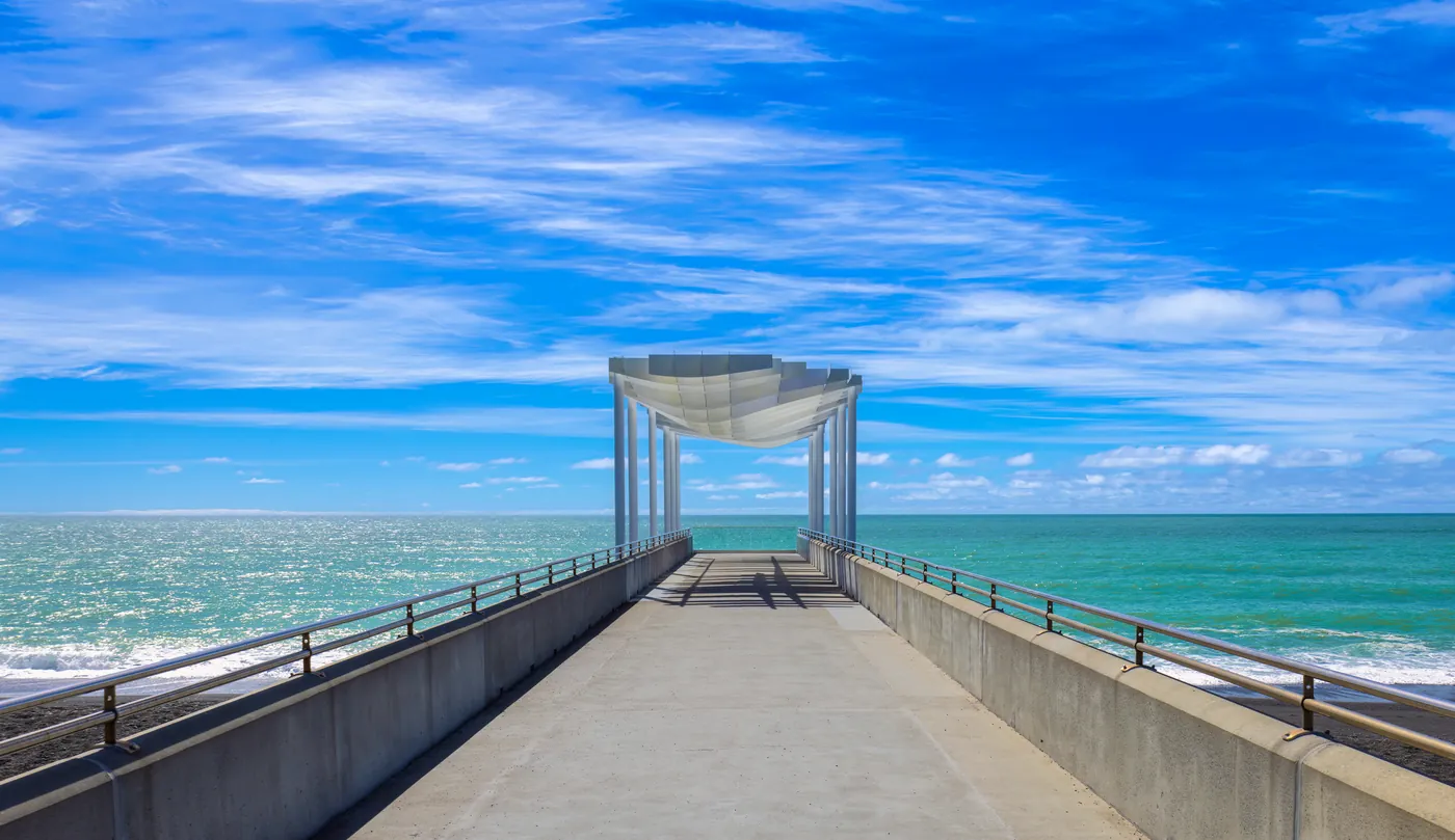 A viewing shelter on the Napier shore of Hawke Bay
